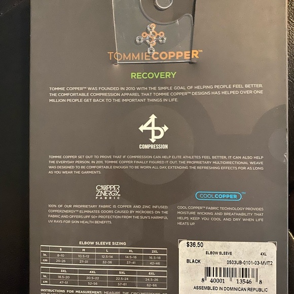 Tommie Copper Men’s Recovery Compression Elbow Sleeve - Picture 2 of 2